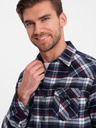 Ombre Clothing Albastru închis bărbați Flannel Overshirt Ombre Îmbrăcăminte