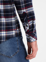 Ombre Clothing Albastru închis bărbați Flannel Overshirt Ombre Îmbrăcăminte