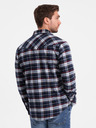 Ombre Clothing Albastru închis bărbați Flannel Overshirt Ombre Îmbrăcăminte