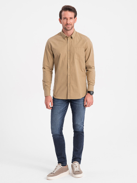 Ombre Clothing Cămașă bărbați Ombre Clothing maro deschis