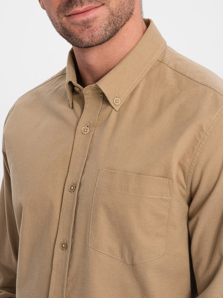 Ombre Clothing Cămașă bărbați Ombre Clothing maro deschis
