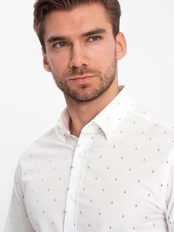 Ombre Clothing Cămașă albă cu model pentru bărbați de la Ombre Clothing