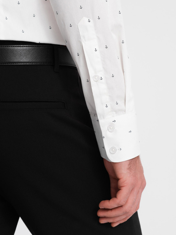 Ombre Clothing Cămașă albă cu model pentru bărbați de la Ombre Clothing