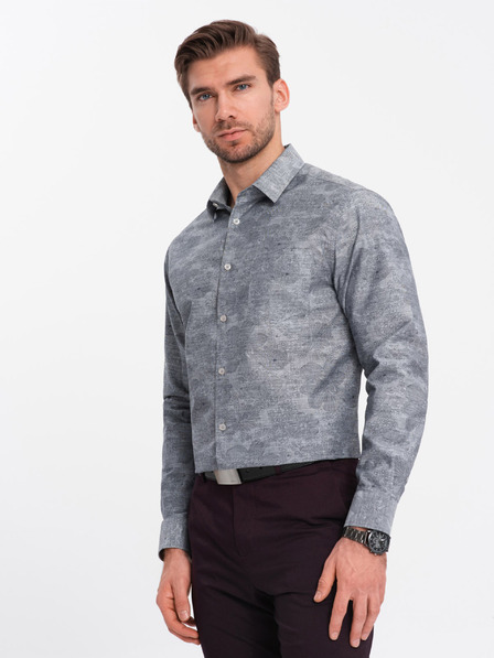 Ombre Clothing Cămașă cu model gri pentru bărbați Ombre Clothing