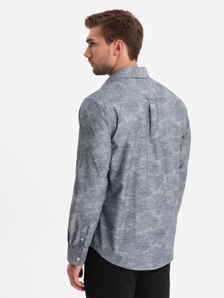 Ombre Clothing Cămașă cu model gri pentru bărbați Ombre Clothing