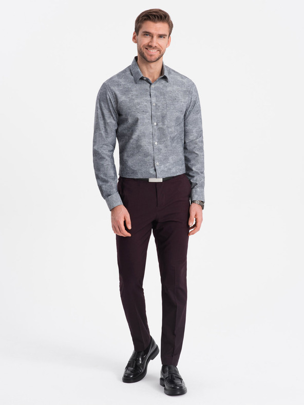 Ombre Clothing Cămașă cu model gri pentru bărbați Ombre Clothing