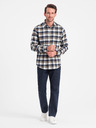 Ombre Clothing Cămașă de flanelă în carouri maro și albastru pentru bărbați by Ombre Clothing