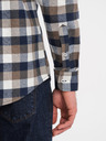 Ombre Clothing Cămașă de flanelă în carouri maro și albastru pentru bărbați by Ombre Clothing