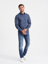 Ombre Clothing Cămașă din flanel cu model albastru închis pentru bărbați Ombre Clothing