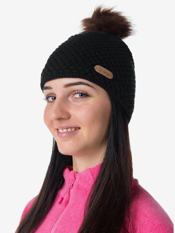 Kilpi Șapcă de modă neagră pentru femei cu pompon Kilpi LADY-W