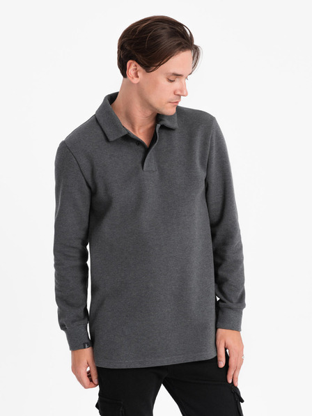 Ombre Clothing Hanorace gri cu guler de bază pentru bărbați Ombre Clothing