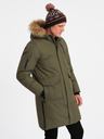 Ombre Clothing Jachetă de iarnă verde cu blană faux pentru bărbați Ombre Clothing Alaskan