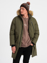 Ombre Clothing Jachetă de iarnă verde cu blană faux pentru bărbați Ombre Clothing Alaskan