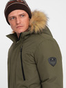 Ombre Clothing Jachetă de iarnă verde cu blană faux pentru bărbați Ombre Clothing Alaskan