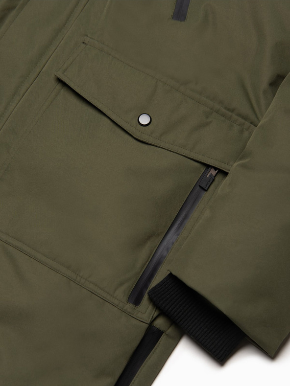 Ombre Clothing Jachetă de iarnă verde cu blană faux pentru bărbați Ombre Clothing Alaskan