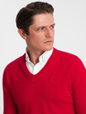 Ombre Clothing Pulover roșu cu guler cămașă pentru bărbați Ombre Clothing