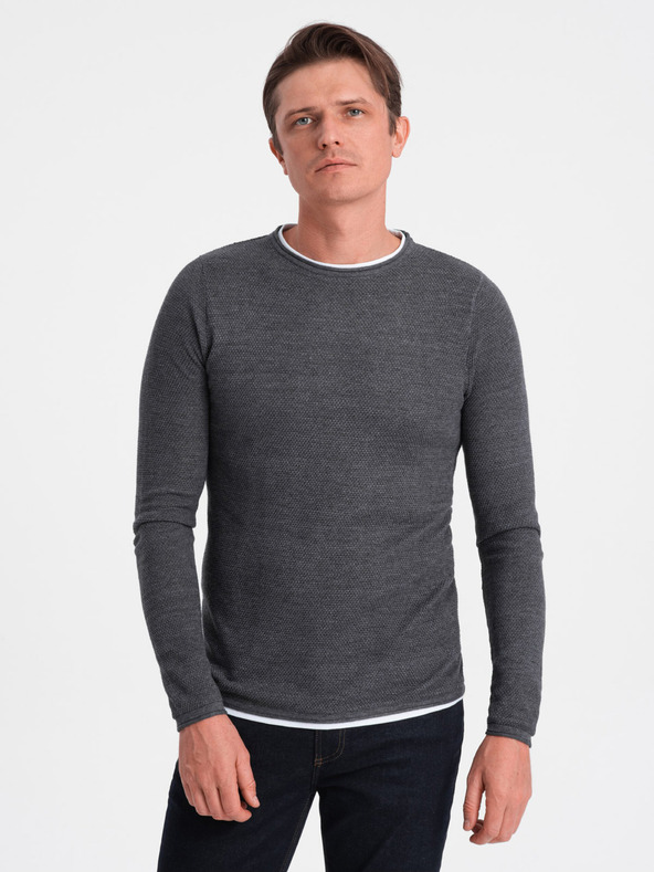 Ombre Clothing Dark Grey Pulover pentru bărbați Ombre Clothing
