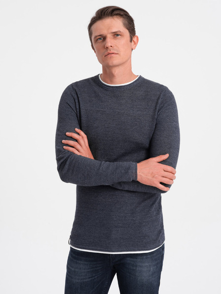 Ombre Clothing Pulover bărbați albastru închis Ombre Clothing