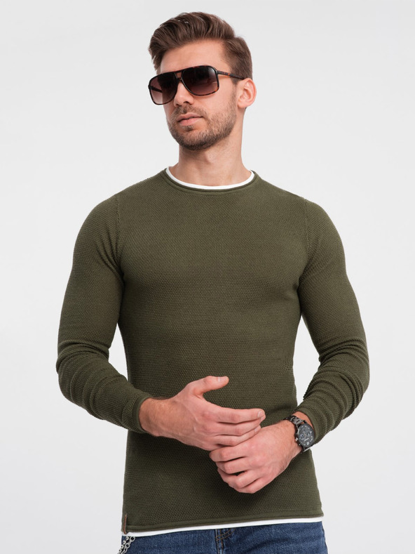Ombre Clothing Pulover kaki pentru bărbați Ombre Clothing