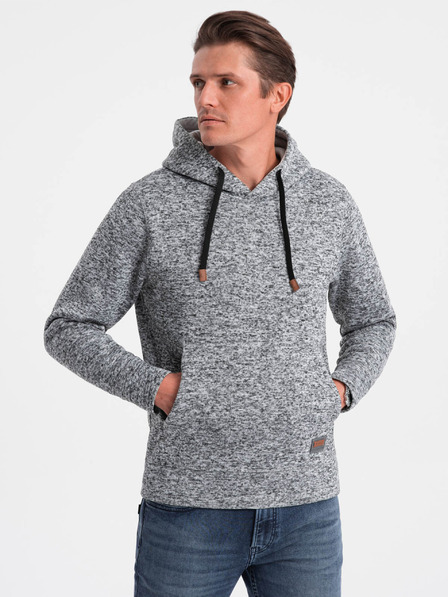 Ombre Clothing Hanorac gri cu glugă pentru bărbați de culoare brună Ombre Clothing