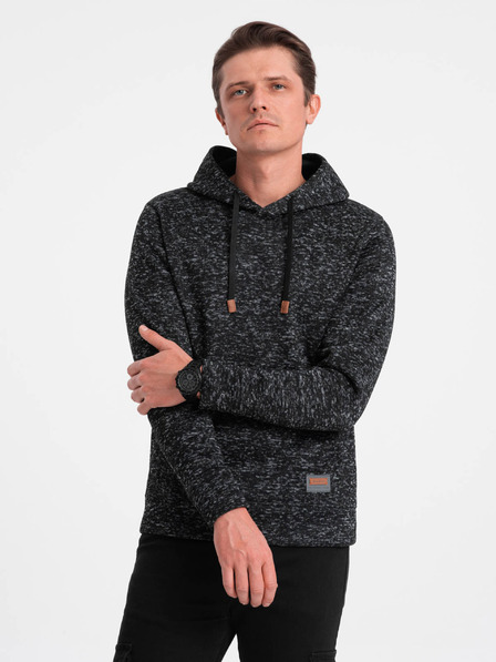 Ombre Clothing Hanorac gri închis cu glugă Brâncuși pentru bărbați Ombre Clothing