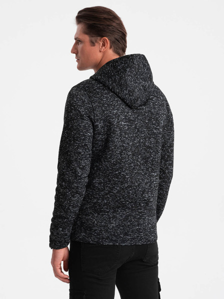 Ombre Clothing Hanorac gri închis cu glugă Brâncuși pentru bărbați Ombre Clothing