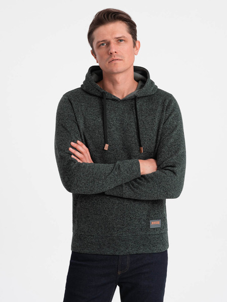 Ombre Clothing Hanorac cu glugă verde închis pentru bărbați Ombre Clothing