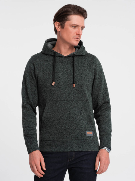Ombre Clothing Hanorac cu glugă verde închis pentru bărbați Ombre Clothing