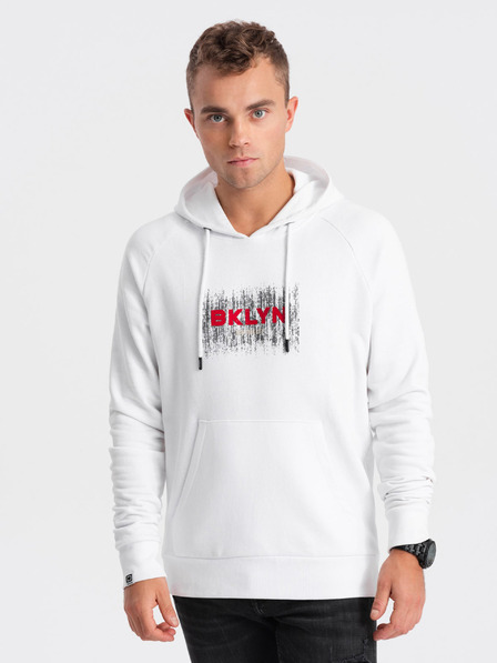 Ombre Clothing Hanorac imprimat alb pentru bărbați Ombre Clothing