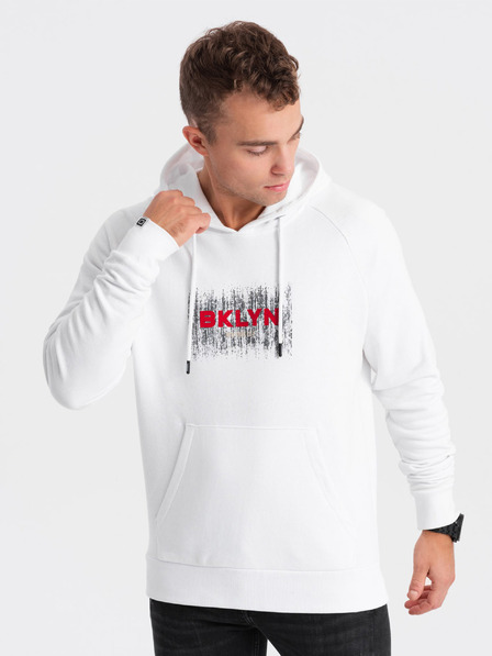 Ombre Clothing Hanorac imprimat alb pentru bărbați Ombre Clothing