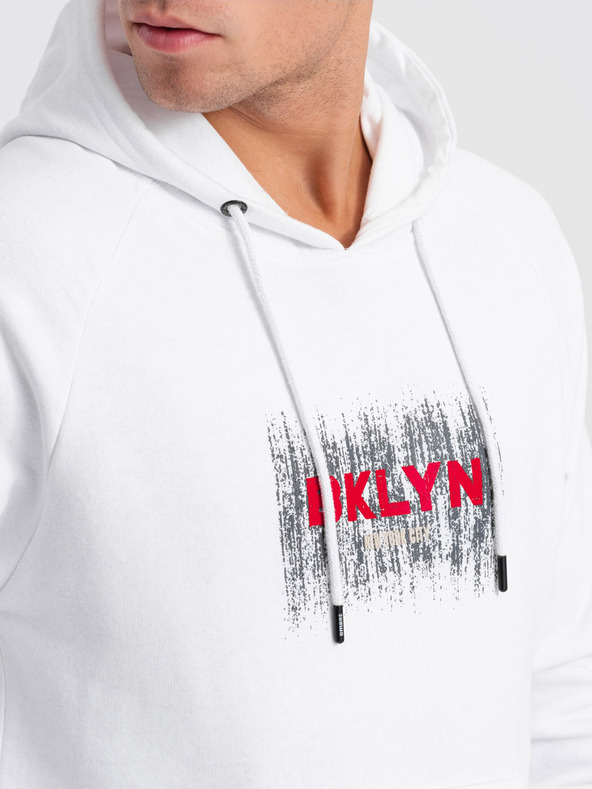 Ombre Clothing Hanorac imprimat alb pentru bărbați Ombre Clothing