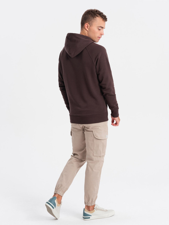 Ombre Clothing Hanorac imprimat maro închis pentru bărbați Ombre Clothing