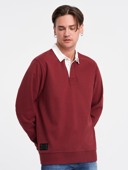 Ombre Clothing Hanorac cu guler burgundy pentru bărbați Ombre Clothing