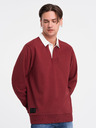 Ombre Clothing Hanorac cu guler burgundy pentru bărbați Ombre Clothing