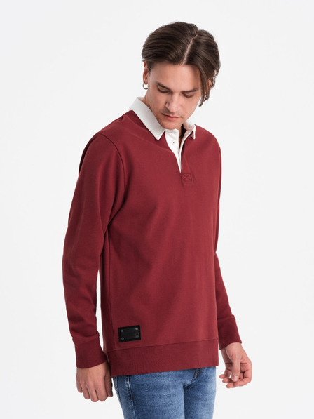 Ombre Clothing Hanorac cu guler burgundy pentru bărbați Ombre Clothing