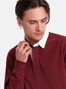 Ombre Clothing Hanorac cu guler burgundy pentru bărbați Ombre Clothing