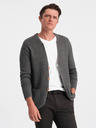Ombre Clothing Cardigan bărbătesc gri cu buzunare Ombre Clothing