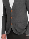Ombre Clothing Cardigan bărbătesc gri cu buzunare Ombre Clothing
