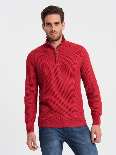 Ombre Clothing Pulover cu guler pentru bărbați roșu Ombre Clothing