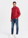 Ombre Clothing Pulover cu guler pentru bărbați roșu Ombre Clothing