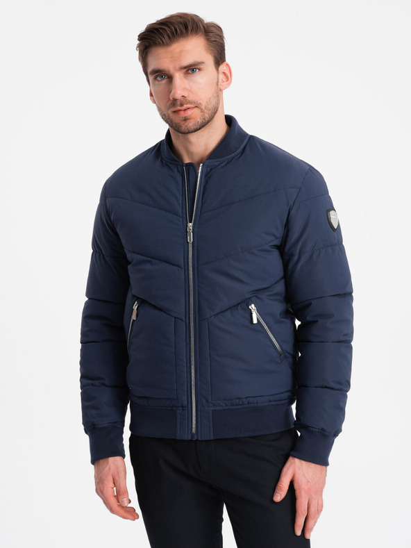 Ombre Clothing Bomber matlasat albastru închis pentru bărbați Ombre Clothing