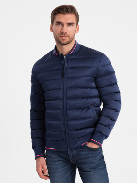 Ombre Clothing Bomber matlasat albastru închis pentru bărbați Ombre Clothing