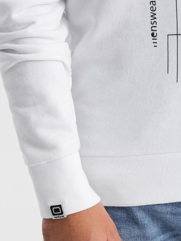 Ombre Clothing Hanorac imprimat alb pentru bărbați Ombre Clothing