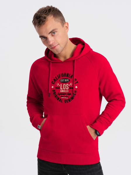 Ombre Clothing Hanorac roșu imprimat pentru bărbați Îmbrăcăminte Ombre