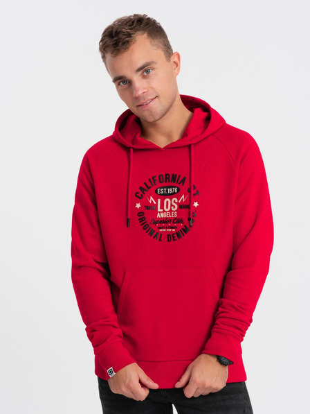 Ombre Clothing Hanorac roșu imprimat pentru bărbați Îmbrăcăminte Ombre