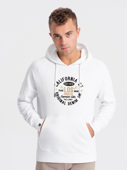 Ombre Clothing Hanorac imprimat alb pentru bărbați Ombre Clothing