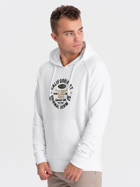 Ombre Clothing Hanorac imprimat alb pentru bărbați Ombre Clothing