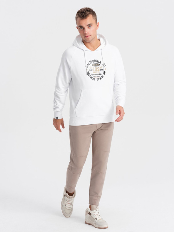 Ombre Clothing Hanorac imprimat alb pentru bărbați Ombre Clothing