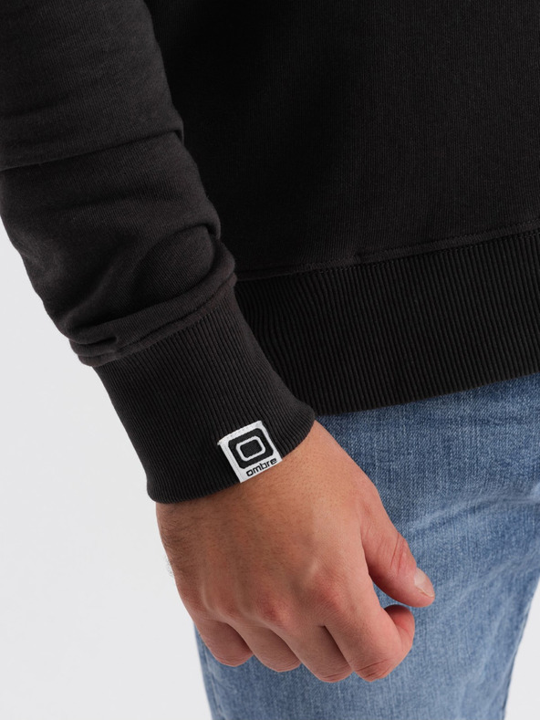 Ombre Clothing Hanorac imprimat maro închis pentru bărbați Ombre Clothing