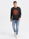 Ombre Clothing Hanorac imprimat maro închis pentru bărbați Ombre Clothing